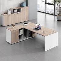 Ensemble table et chaise de bureau, design en L, bureau en bois résistant à la corrosion, design moderne, double poste de travail face à face, armoire pour 2/4 personnes