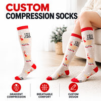 Chaussettes de compression personnalisées à pression dégradée avec motif de dessin animé de vacances pour le voyage, la course à pied, les infirmières - Fabricant OEM