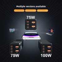 Chargeur rapide portable 75W GaN PD en gros pour usine, avec ports Type-C/USB, idéal pour la maison et le bureau