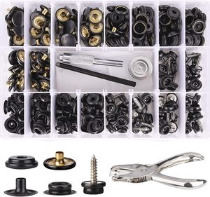 354 cái vải <span class=keywords><strong>Snap</strong></span> Kit Marine Grade Brass <span class=keywords><strong>Snap</strong></span> Nút bông-độn quần áo sử dụng chì Vòng Miễn phí thiết lập công cụ (màu đen) - Product Image 1