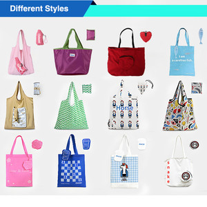 Sac de courses pliable en nylon jaune avec logo personnalisé, pochette zippée, léger, réutilisable, grande capacité, vente en gros d'usine - Product Image 3
