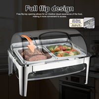 Chauffe-Plat Électrique Professionnel 9L en Acier Inoxydable avec Couvercle Rabattable, Idéal pour Buffets, Hôtels et Réchauffement d'Alcool