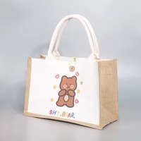 Bolso Tote de yute ecológico de tamaño personalizado, arpillera lisa con estampado de logotipo para viajes y regalos, patrón de letras de compras