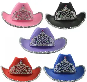 UNIQ Pink Bling Cowboy Cowgirl Child Unisex Pink Blinking Tiara Party Cowboy Hat