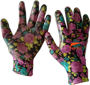 Guscio floreale in poliestere di buona qualità con rivestimento in Nitrile da donna usa guanti da lavoro da giardino - Product Image 3