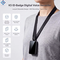 Nouveau K5 2026 : Enregistreur vocal « Badge Forever Tree » avec 40h d'enregistrement et activation vocale |   Type-C, cordon inclus, ABS