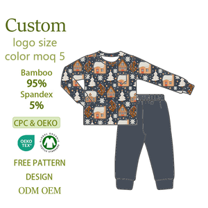Pyjama décontracté à manches longues pour enfant, en bambou 95% et élasthanne 5%, nouveau design <span class=keywords><strong>de</strong></span> pantalon pour garçon - Product Image 1