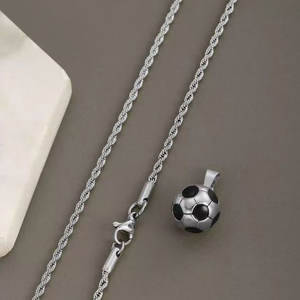 Dainty 14k 18k PVD Gold Plated 316L Stainless Steel Men's <b>Football</b> Charm <b>Necklace</b> Fine Jewelry <b>Necklace</b> Sports for Men - Product Image 4