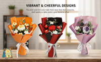 Ramo de Flores de Ganchillo Hecho a Mano, Delicado y Popular, Girasoles Tejidos, Tulipanes Artificiales, Rosas, Regalos para el Día de la Madre, Decoración del Hogar