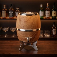 Distributeur de vin rétro en acier inoxydable effet bois avec robinet, fût de bière ou de jus style chêne vintage avec support pour bar et fête