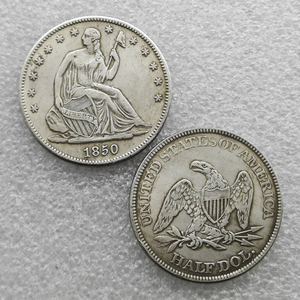 Pièces de monnaie commémoratives de style antique, demi-dollar Liberty assise, États-Unis, 1850-1890, cadeaux, décoration intérieure - Product Image 1