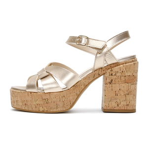 Verano de oro abierto del dedo del pie de corcho tacón hebilla de correa de tobillo damas sandalias de <span class=keywords><strong>plataforma</strong></span> - Product Image 4