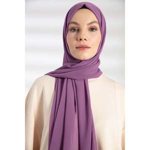 Pañuelo Hijab de Chifón Lavanda para Mujer, Ligero, Estilo Largo, Tradicional - Product Image 3