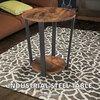 Table basse industrielle à assemblage facile, hauteur réglable, style antique, avec rangement et structure en acier, pour salon