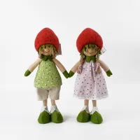 Muñeco de tela con sombrero de fresa roja para niño y niña, muñeco de tela con decoración de primavera, regalo artesanal, 2021