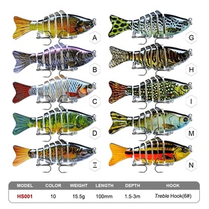 Leurre de pêche Swimbait segmenté en 7 parties, appât dur multi-sections, carpe artificielle, 10 cm, 15,5 g, plastique multi-articulé, basse - Product Image 2