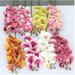 مصنع الجملة 54 الألوان الملونة 9 رؤساء الاصطناعي ريال اللمس مطاط فالاينوبسيس فراشة زهور أوركيد للبيع