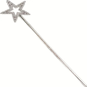 Baguette Etoile en Argent de 13 Pouces, Bâton d'<span class=keywords><strong>Elfe</strong></span>, <span class=keywords><strong>Ange</strong></span> Fée Princesse, Bâton Magique, Décorations de Fête d'Anniversaire d'Halloween - Product Image 1