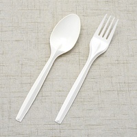 Trendz personnalisé 100% Kit de vaisselle jetable biodégradable compostable écologique Pla en plastique couteau fourchette cuillère ensemble de couverts