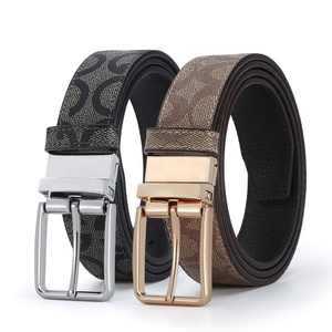 Cinto reversível masculino de couro puro, cinto masculino com duas lados, fivela giratória, vintage, 2021 - Product Image 6