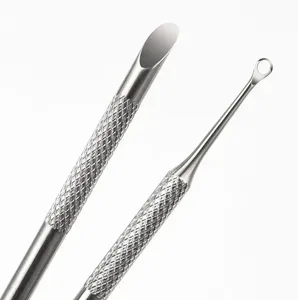 Herramienta de manicura de acero inoxidable de doble punta: lima de uñas biselada y empujador de cutículas con cabezal circular biselado - Product Image 2