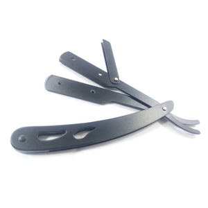 New Black Barber <b>Razors</b> Private Label Logo Stainless Steel Cut Throat Men <b>Straight</b> Shaving <b>Razor</b> Black Wholesale Best Price - Product Image 5