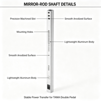 Tige de connexion miroir en alliage d'aluminium usinée CNC sur mesure OEM pour double pédale de grosse caisse TAMA