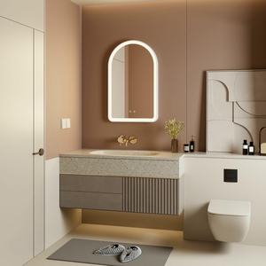 Nhà máy khách sạn bán buôn có thể điều chỉnh cảm ứng chống sương mù đóng khung chức năng bộ nhớ chiếu sáng với đèn LED cong Gương phòng tắm - Product Image 1