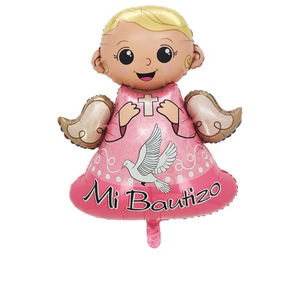 Angel Baby Baptism round Balloon Communion Aluminum Foil Balloon with Cross and Bird Shape Party <strong>Decorations</strong> - Product Image 3