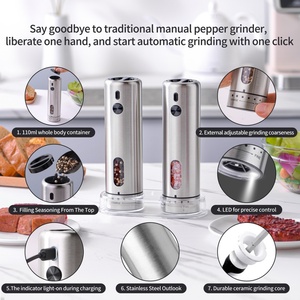 110ML External Adjustment Rechargeable Salt <b>Grinder</b> Gift Set Adjustable Stainless Steel <b>Pepper</b> <b>Grinder</b> - Product Image 5