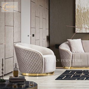 Canapés de salon, canapé simple moderne de luxe, <span class=keywords><strong>fauteuil</strong></span> <span class=keywords><strong>blanc</strong></span> et or avec des pivots de pêche en acier inoxydable de bonne qualité - Product Image 2