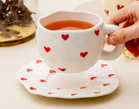 Nouvelle conception, tasse à thé en céramique créative de 280 ml, ensemble de tasses et soucoupes pour la maison, les couples, les fêtes, couleurs personnalisées, mignonnes, en forme de cœur