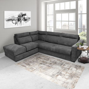 RYAN MOD. Angolo Soggiorno Sinistro con Rete Elettrosaldata in Tessuto Grafite - Product Image 1