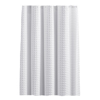 QJMAX Rideau de Douche en Tissu Gaufré Polyester Robuste, Anti-Moisissure, Imperméable, Séchage Rapide, Design Classique, 12 Crochets, Lavable en Machine