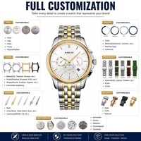 Jam Tangan Bisnis Pria Multifungsi dengan Logo Kustom, Bahan Stainless Steel 316L, Kaca Safir, dan Mesin Quartz Miyota JP25