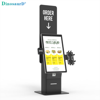 Kiosque tactile en libre-service pour fabricants de restauration rapide/restaurants, avec écran de 21,5, 24, 27 ou 32 pouces, caméra, imprimante, scanner, NFC et support POS