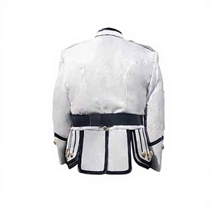 Veste doublette écossaise blanche pour homme, uniforme de groupe, en laine, coupe classique, boutons recouverts, col montant, brodée, Performance - Product Image 2