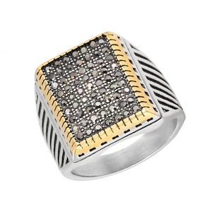 Anillo de Acero Inoxidable para Hombre, Geométrico, Dos Tonos, Dorado y Plateado, con Piedra, Joyería de Moda para Regalo - Product Image 1
