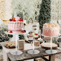 Mini support à gâteau rond en acrylique transparent - 3 tailles, plateau de présentation de dessert minimaliste moderne pour mariage, fête