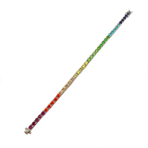 SPECTRUM MICRO <b>BRACELET</b> Luxury Handcrafted 18K Gold Plated Silver <b>Rainbow</b> Pav Crystal Multicolor Sparkle Fine Jewelry Gift - Product Image 1