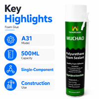 MUCHAO Mastic polyuréthane A31 500ml Monocomposant Résistant aux UV Durcissement Spécial Décoration Intérieure Meilleur Rapport Qualité-Prix Porte