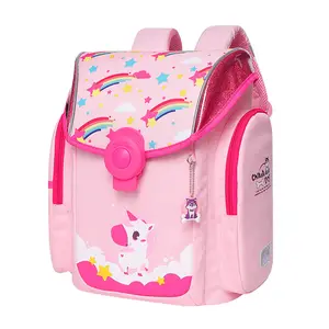 Милый школьный рюкзак, сумка для книг с магнитной кнопкой, рюкзак с клапаном с единорогом, школьные сумки для девочек с мультипликационным рисунком для детей