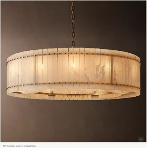 Lustre rond en albâtre <span class=keywords><strong>San</strong></span> <span class=keywords><strong>Marco</strong></span> personnalisable, style classique américain, pour salle à manger et salon, 60 cm - Product Image 2