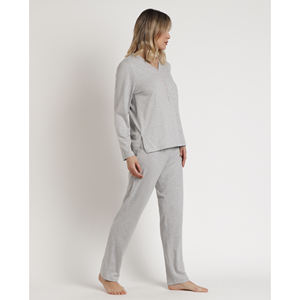 ADMAS CLASSIC Pyjama à manches longues imprimé coeurs roses classiques pour femmes Chemise de nuit respirante Bouton de taille élastique pour la maison et l'hiver - Product Image 2