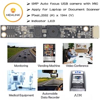 2592x1944 FULL HD Objectif sans distorsion grand Angle et indicateur Webcam LED 5MP Autofocus Masquer Mini Module de caméra Usb avec micro