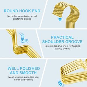 Premium Matte Gold Stainless Steels <b>Coat</b> Hangers Metal Shirt Dress Hanger Metal Clothes <b>Rack</b> for Jacket Trouser Pant Slack - Product Image 2