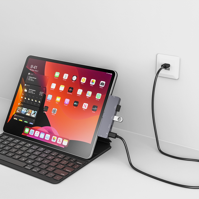 6 in 1 Type C Hub with 2 USB 3.0 & Pd Data Transfer for iPad Pro 12.9inch & for Samsung Dex Stock Laptop Accessory