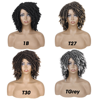 Wig Dreadlock Alami Lembut Pendek, Rambut Keriting Afro Sintetis, Faux Locs Kepang Crochet Tanpa Lem, Kepadatan 150%, Buatan Mesin