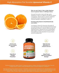 Vitamina C Liposomal 1600mg, Antioxidante de Alta Absorción, Ácido Ascórbico Soluble en Grasa, Suplementos Vitamínicos Antienvejecimiento para Niños - Product Image 6