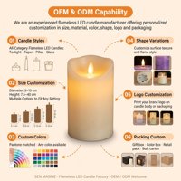 Bougies LED sans flamme en cire, télécommandées, lot de 3, avec minuterie, effet vacillant réaliste, en verre ambré, à piles, décoratives, vente en gros